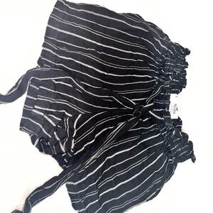 Hollister Charcoal and White Striped Shorts